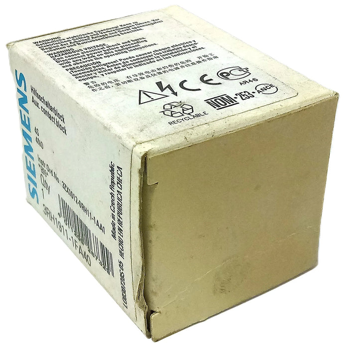 Siemens 3RH1911-1FA40 240 V AC 10 A Auxiliary Contact Block w/ 4 NO Contacts