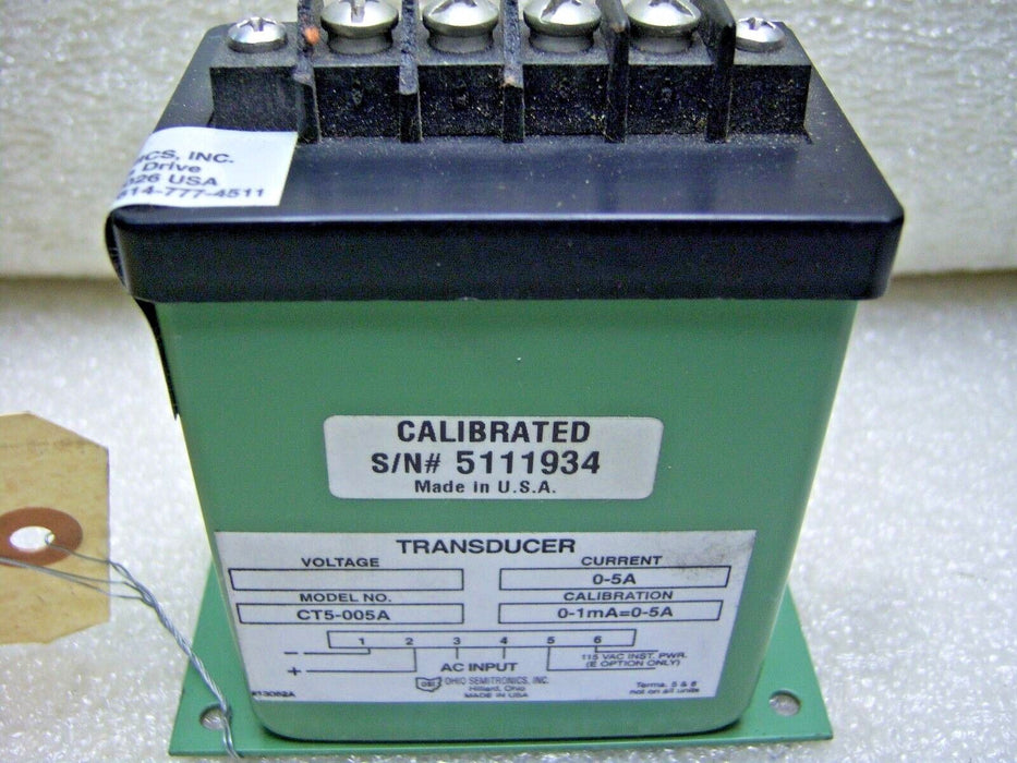 Ohio Semitronics Ct5-005A Current Transducer