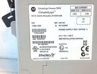 Allen-Bradley 1769-L32E 750KB Compact Logix EtherNet Processor Controller Module