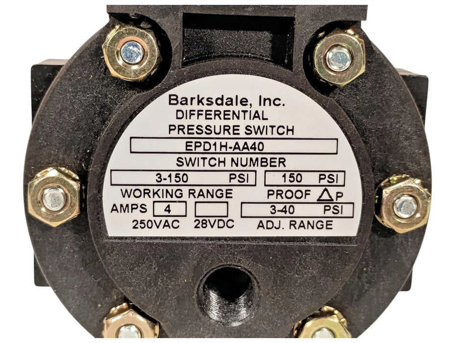 Barksdale EPD1H-AA40 125/250 V AC 4 A 3‚Äì40 psi Differential Pressure Switch