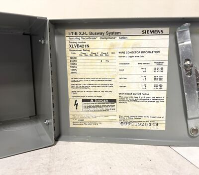 Siemens XLVB421N 240 V AC 30 A I-T-E XJ-L Fusible Bus Switch