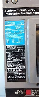 Siemens FXD63B200 600 V 200 A 3 Pole Sentron Thermal Magnetic Circuit Breaker