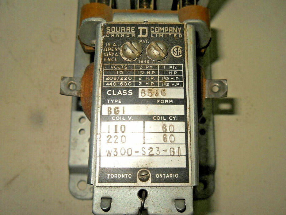 1 Square D 8536-BG-1 MAGNETIC STARTER
