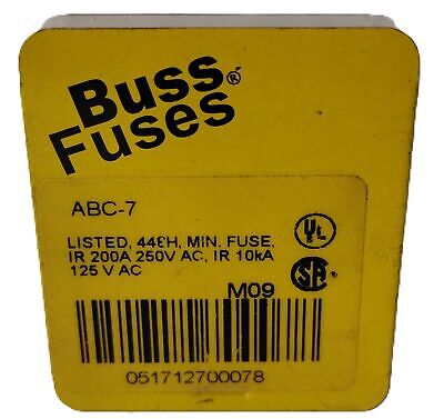 Bussmann ABC-7 250 V AC 7 A Fast Acting Fuses - Lot of 5