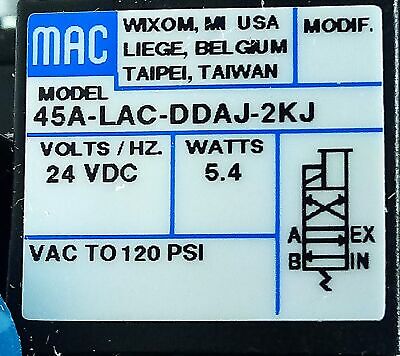 MAC Valves 45A-LAC-DDAJ-2KJ 120 psi Solenoid Valve Assembly