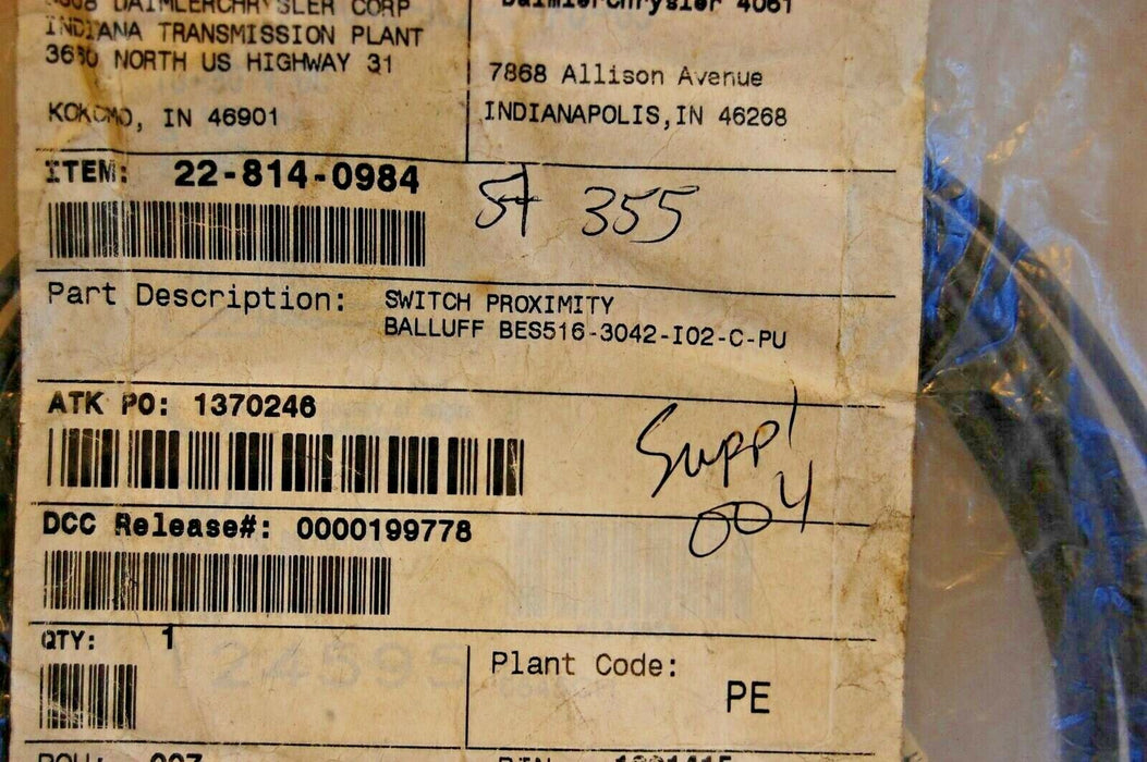 Balluff BES 516-3042-I02-C-PU Prox Switch