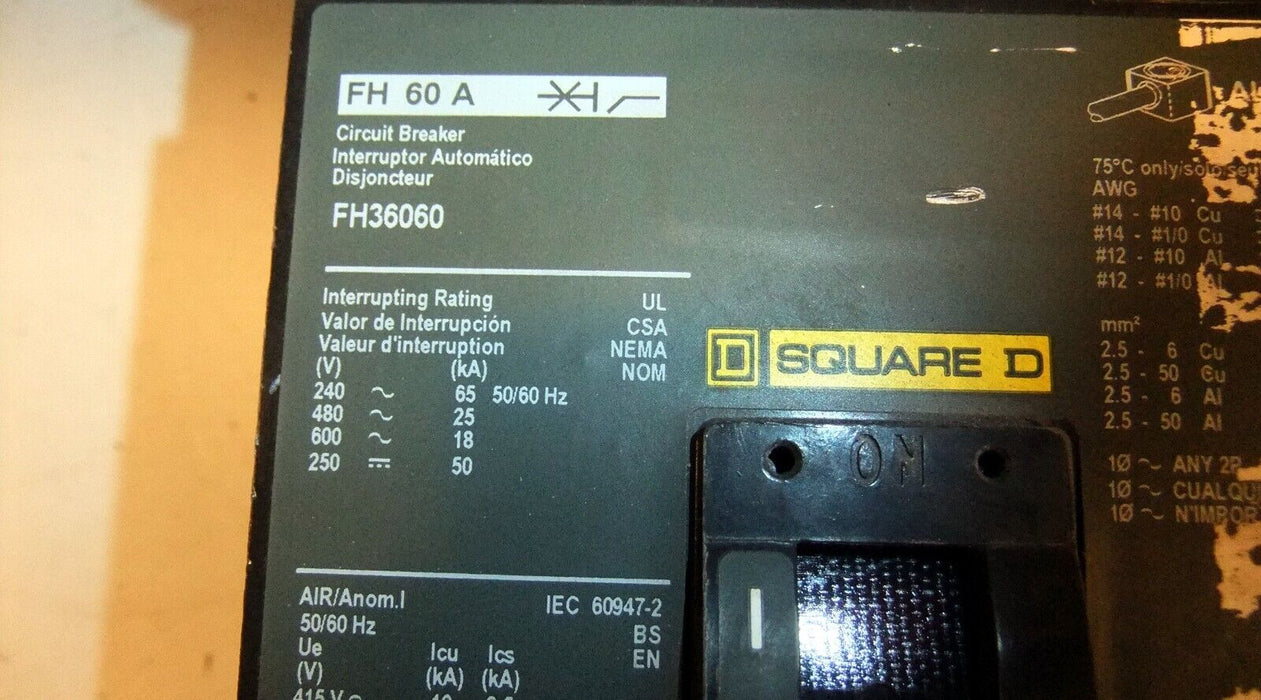 Square D I-Line FH36060 Circuit Breaker