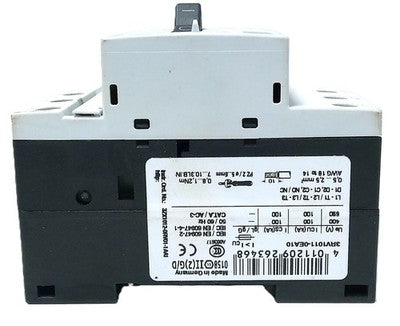 Siemens 3RV1011-0EA10 690 V .28-.4 A 3-Pole Circuit Breaker for Motor Protection