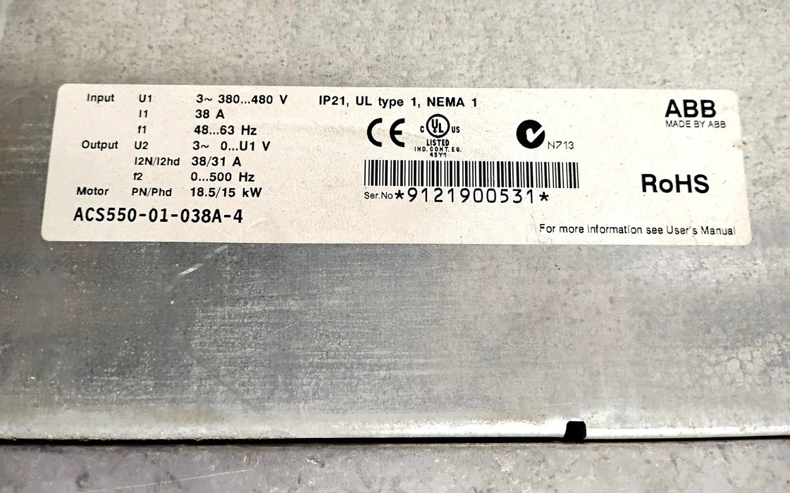ABB ACS550-01-038A-4 380-480 V 38 A 18.5/15 kW AC Drive