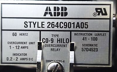 ABB 264C901A05 1-12A Overcurrent Protection Relay
