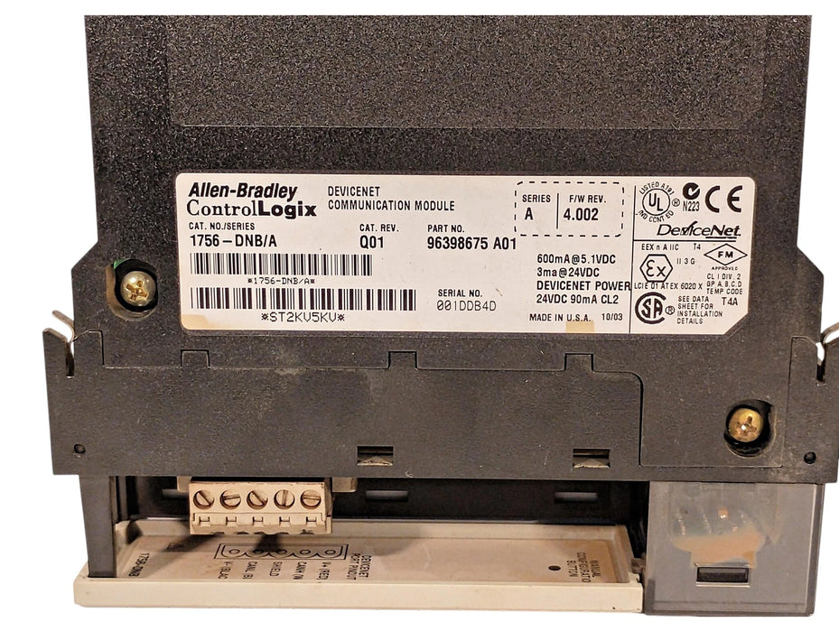Allen-Bradley 1756-DNB Cat Rev Q01 Ser A F/W Rev 4.002 24 VDC PLC Module