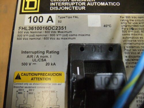 Square D Circuit Breaker 100A FHL3610016DC2351