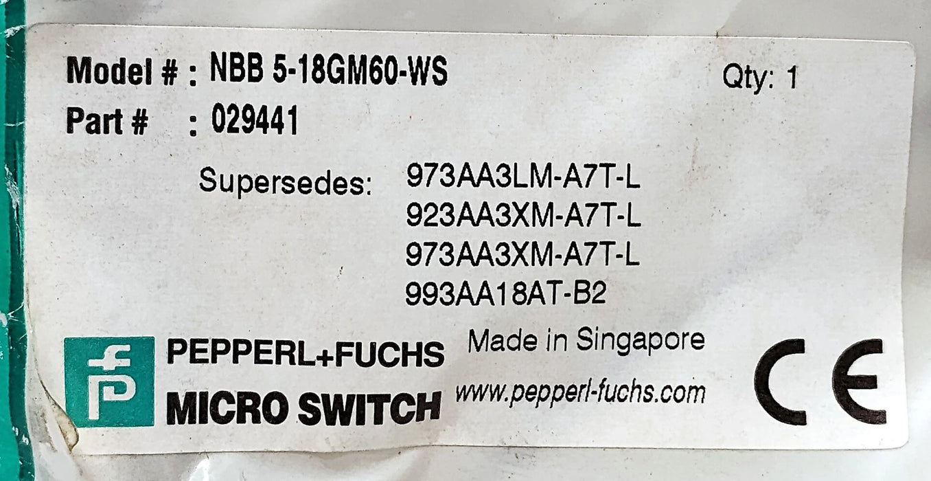 Pepperl Fuchs NBB5-18GM60-WS 20-253 V AC Inductive Proximity Sensor