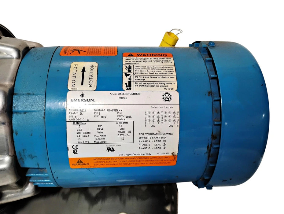 Goulds Pumps 3ST1F5E2 208-230/460 V 1.5 HP 3450 RPM 150 GPM SS Centrifugal Pump