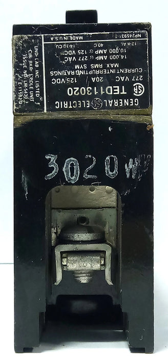 GE TED113020 277 V AC 20 A 1-Pole Circuit Breaker