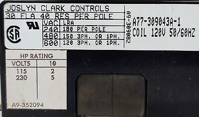Joslyn Clark DP3C302-120 Definite Purpose Contactor