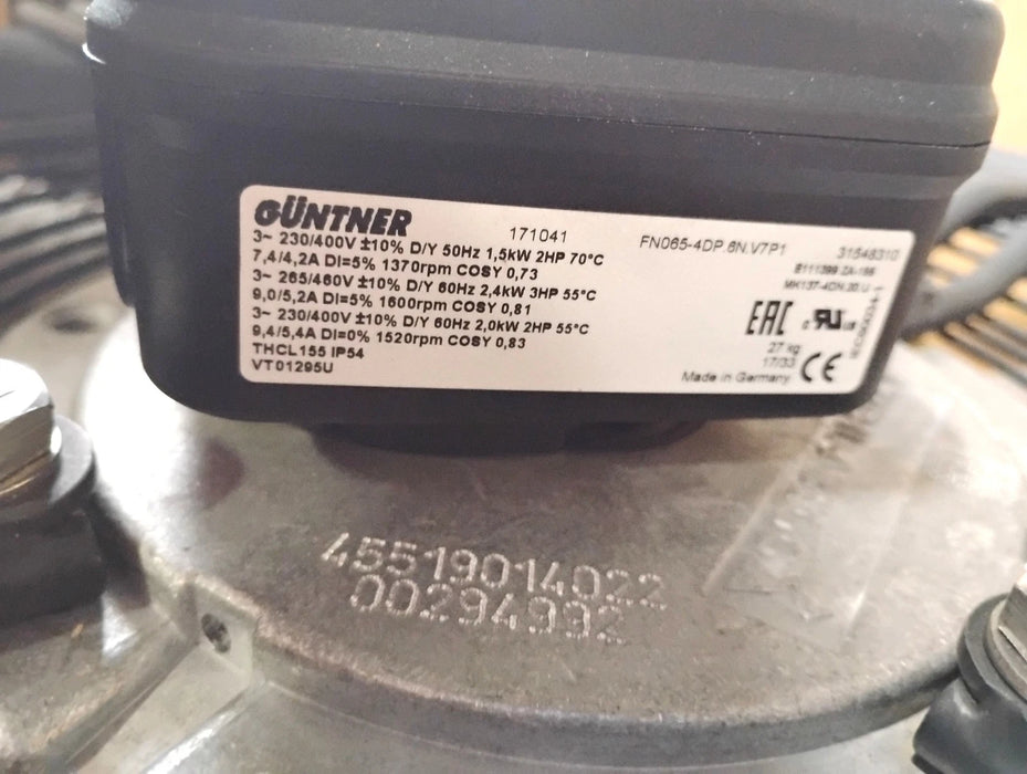 Guntner FN065-4DP.6N.V7P1 VT01295U 3 PH 230/460 V 3 HP 1600 RPM Fan