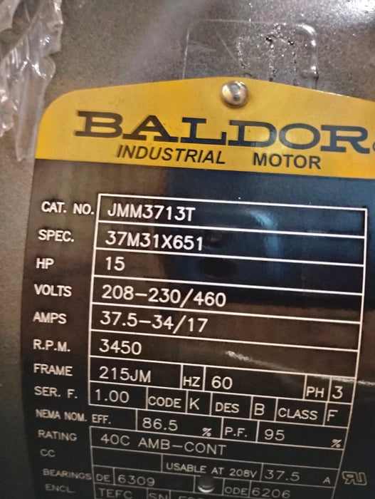 Baldor JMM3713T 208-230/460 V 15 HP 3450 RPM 215JM TEFC Motor