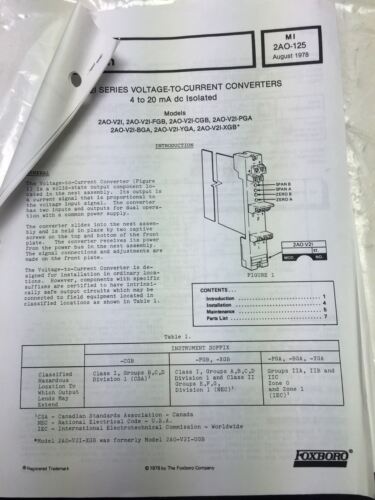 Foxboro 2A0-V2I-Fgb 2Ao-V2I-Fgb Converter Module