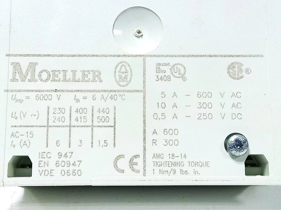 Moeller NHI11-PKZ2 600VAC/250VDC Auxiliary Contact Block