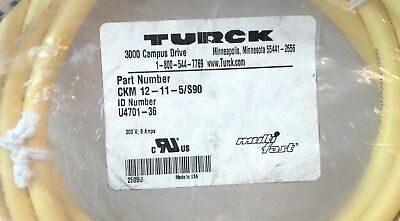 Turck CKM 12-11-5/S90 5 M 12-Pin Female Multifast Single-Ended Cable / Cordset