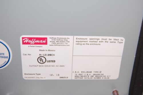 HOFFMAN A-12100CH/RH3B-U JCT BOX W/ TERMINAL STRIP/AUX CONTROL RELAY AND AUX TIM