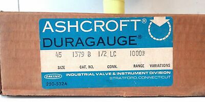 Ashcroft 451379 1/2" NPT 0-1000PSI 4.5" Dial Steel Tube DuraGauge Pressure Gauge
