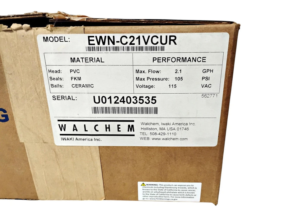 Walchem EWN-C21VCUR 115 V AC 105 PSI 2.1 GPH Metering Pump