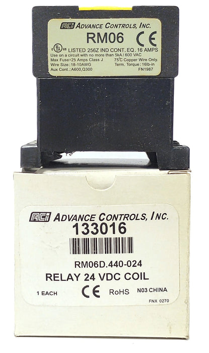Advance Controls 133016 RM06D-440-024 600 V 16 A Contactor w/ 24 V DC Coil
