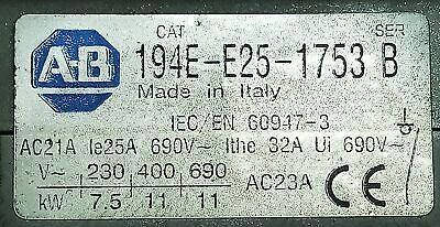 Allen-Bradley 194E-E25-1753 600 V AC 25 A 3-Pole Load Switch