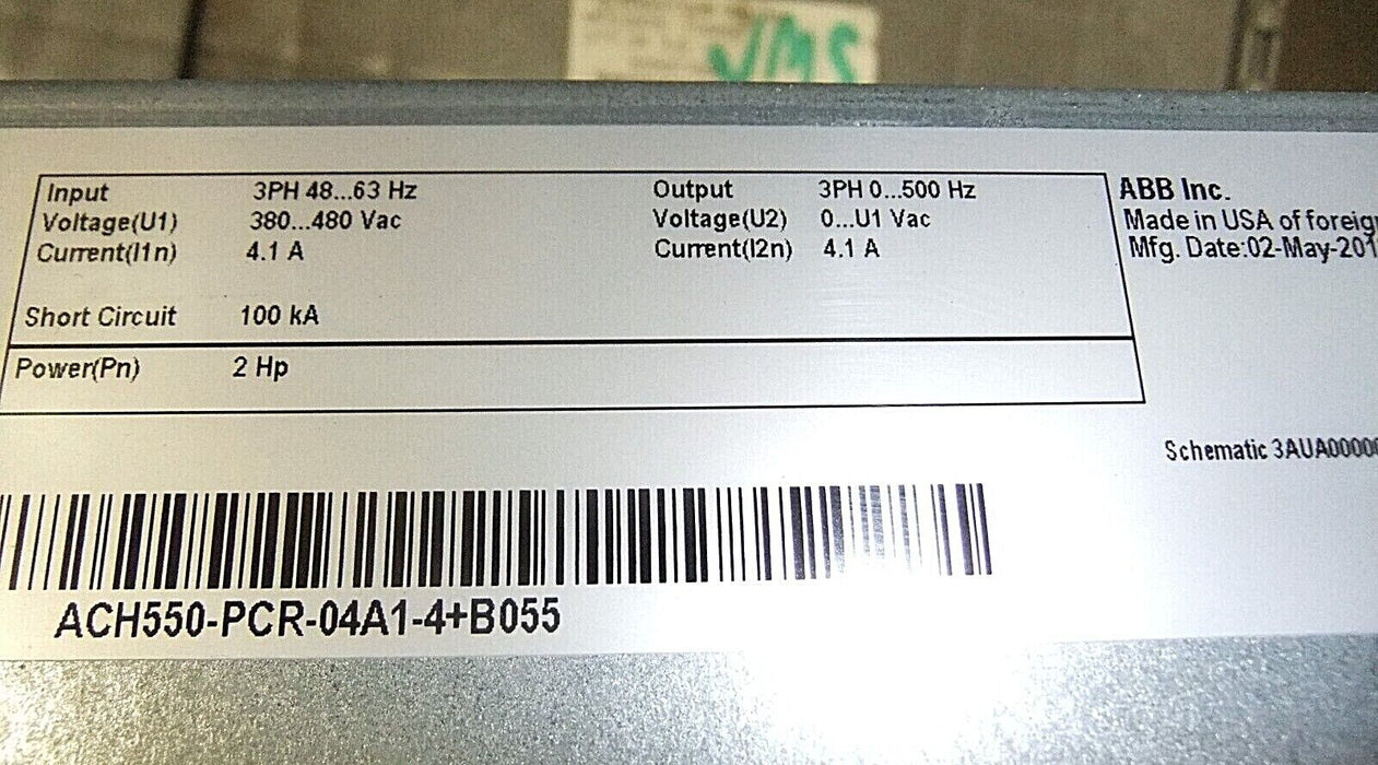 ABB AC Drive ACH550-PCR-04A1-4+B055 2 HP