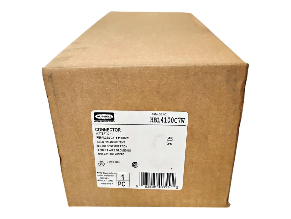 Hubbell HBL4100C7W 480 V AC 100 A Pin and Sleeve Watertight Connector
