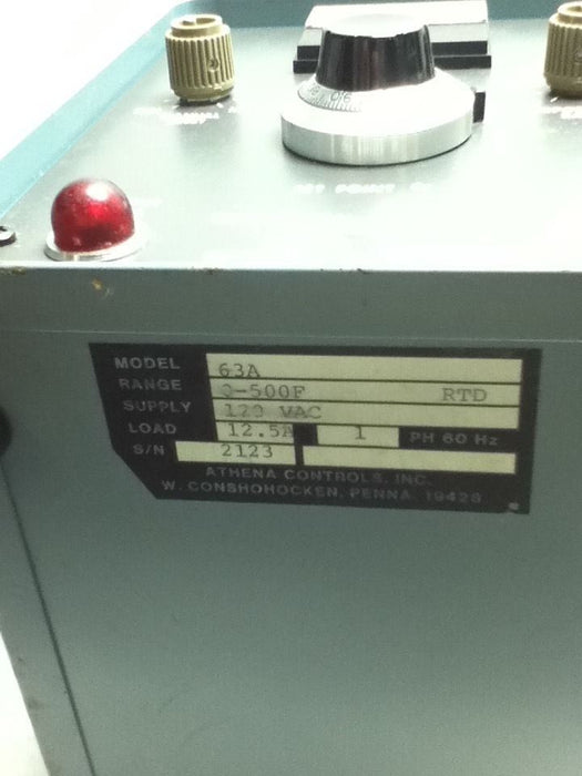 ATHENA CONTROLS MODEL 63A PROPORTIONAL TEMPERATURE CONTROLLER