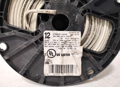 Southwire 22-96-58-01 12 AWG WHITE MTW THWN THHN AWM 500 FT SPOOL