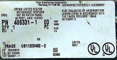 AMP 406331-1 48 Port CAT 5e RJ-45 Patch Panel