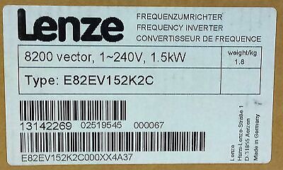 Lenze E82EV152K2C E82EV152_2C 230/240 V AC 7 A 1.5 KW Frequency Inverter Drive