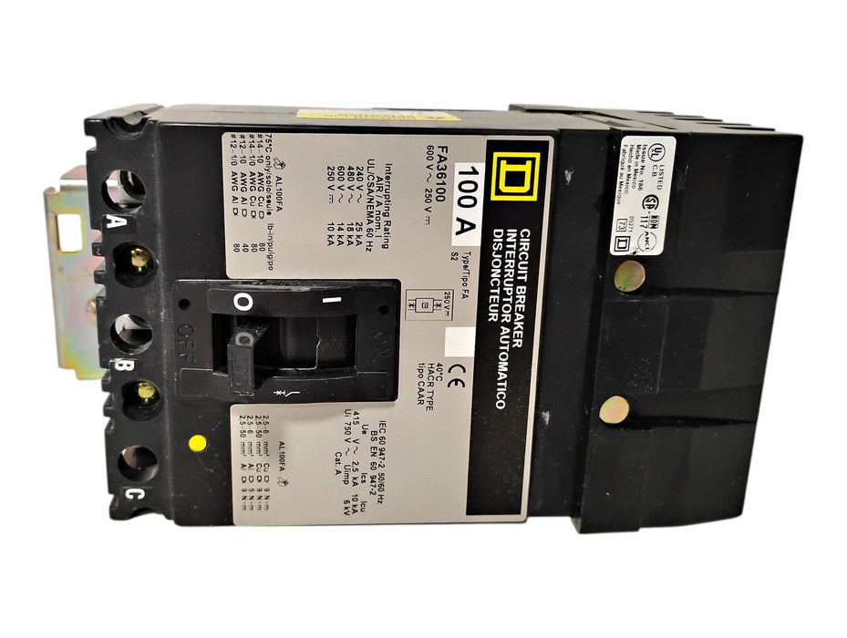 Square D FA36100 600 V 100 A 3 P I-LINE Circuit Breaker