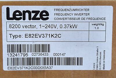 LENZE E82EV371K2C 1-240 V 0.37 kW 8200 Vector Frequency Inverter