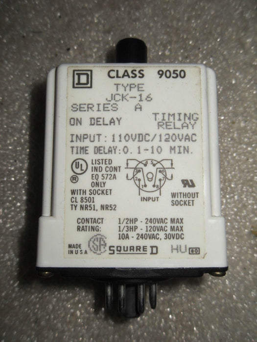 Square D 9050-JCK-16 110Vdc/120Vac Solid State Timing Relay