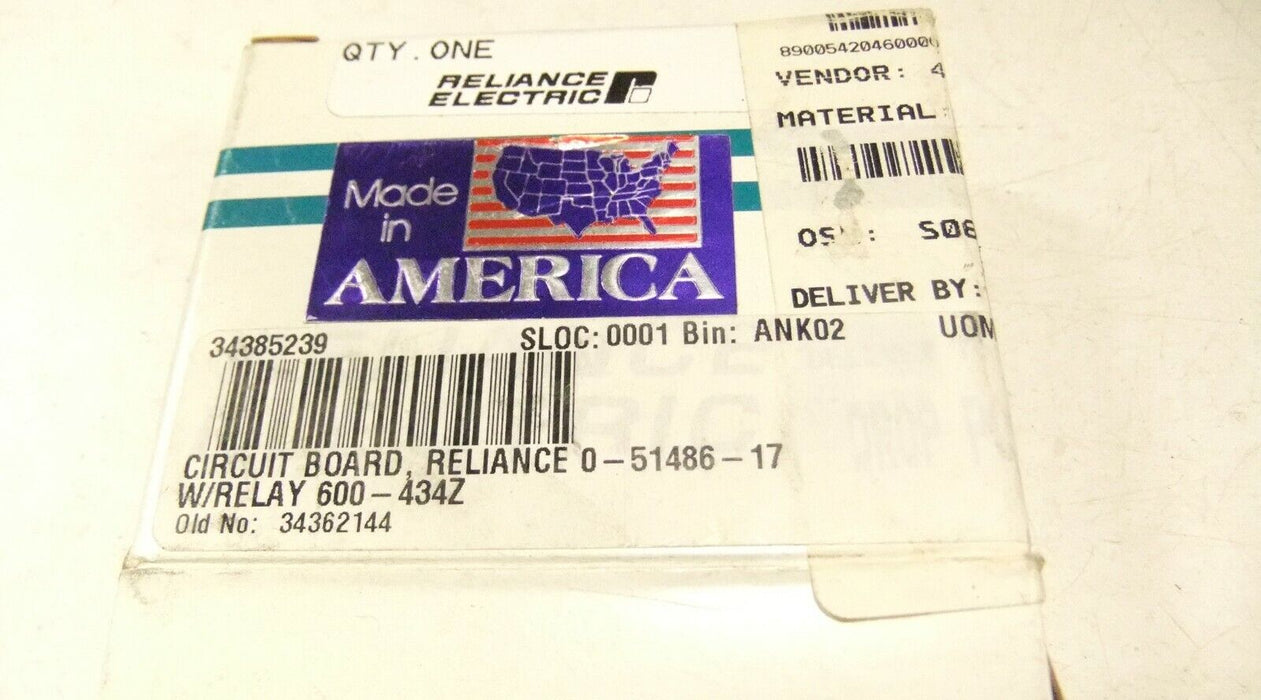 Reliance Electric Circuit Card w/relay 0-51486-17 SEALED