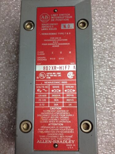 Allen-Bradley 802XR-H1F7A LIMIT SWITCH