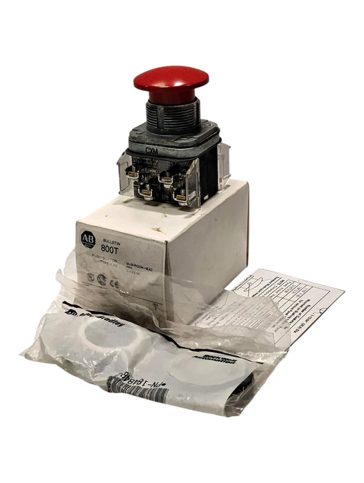 Allen-Bradley 800T-D6B Series T 30 mm Red Mushroom Head Momentary Pushbutton