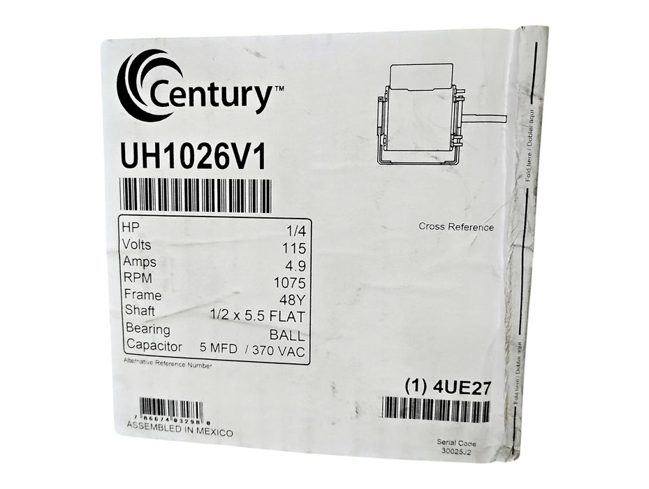 Century Motors UH1026V1 115 V 1/4 HP 1075 RPM 1 PH TEAO Unit Heater Motor