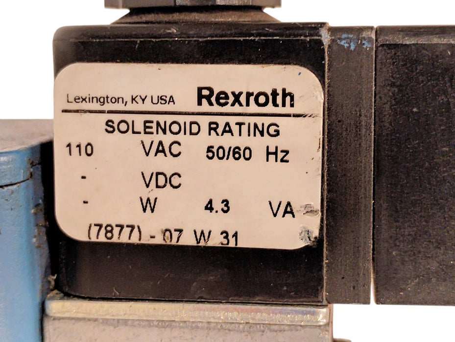Rexroth GT-010062-0030 150 psi Pneumatic Solenoid Valve w/ 110 V AC Coil