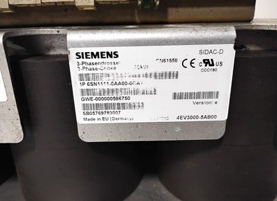 Siemens 6SN1111-0AA00-0CA1 36 kW SIMODRIVE 611 Line Reactor