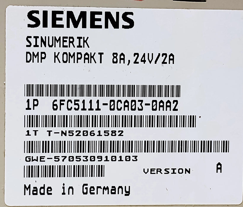 Siemens 6FC5111-0CA03-0AA2 SINUMERIK 840 24 V DC PLC Output Module