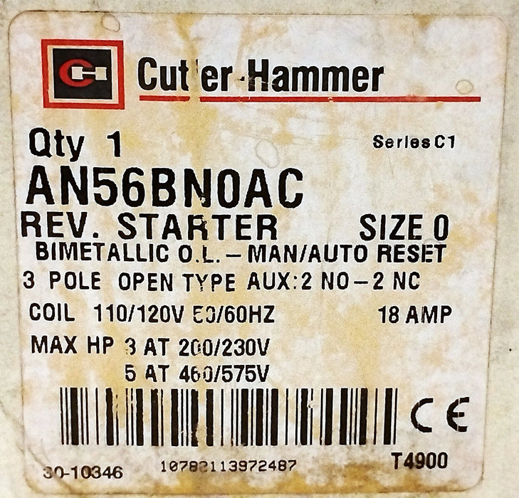 Cutler-Hammer AN56BN0AC 200/230/460/575 V AC 18 A Size 0 Non-Reversing Starter
