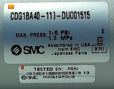 SMC CDG1BA40-110-DUO01515 145 psi Pneumatic Cylinder w/ Positions Sensor