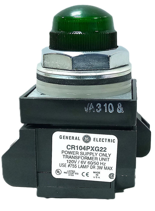 GE CR104PLG32G Oiltight Green Heavy Duty Pilot Light w/ 120 V Transformer