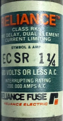 Reliance ECSR1-1/4 600 V AC 1.25 A Class RK5 Current-Limiting Time-Delay Fuses